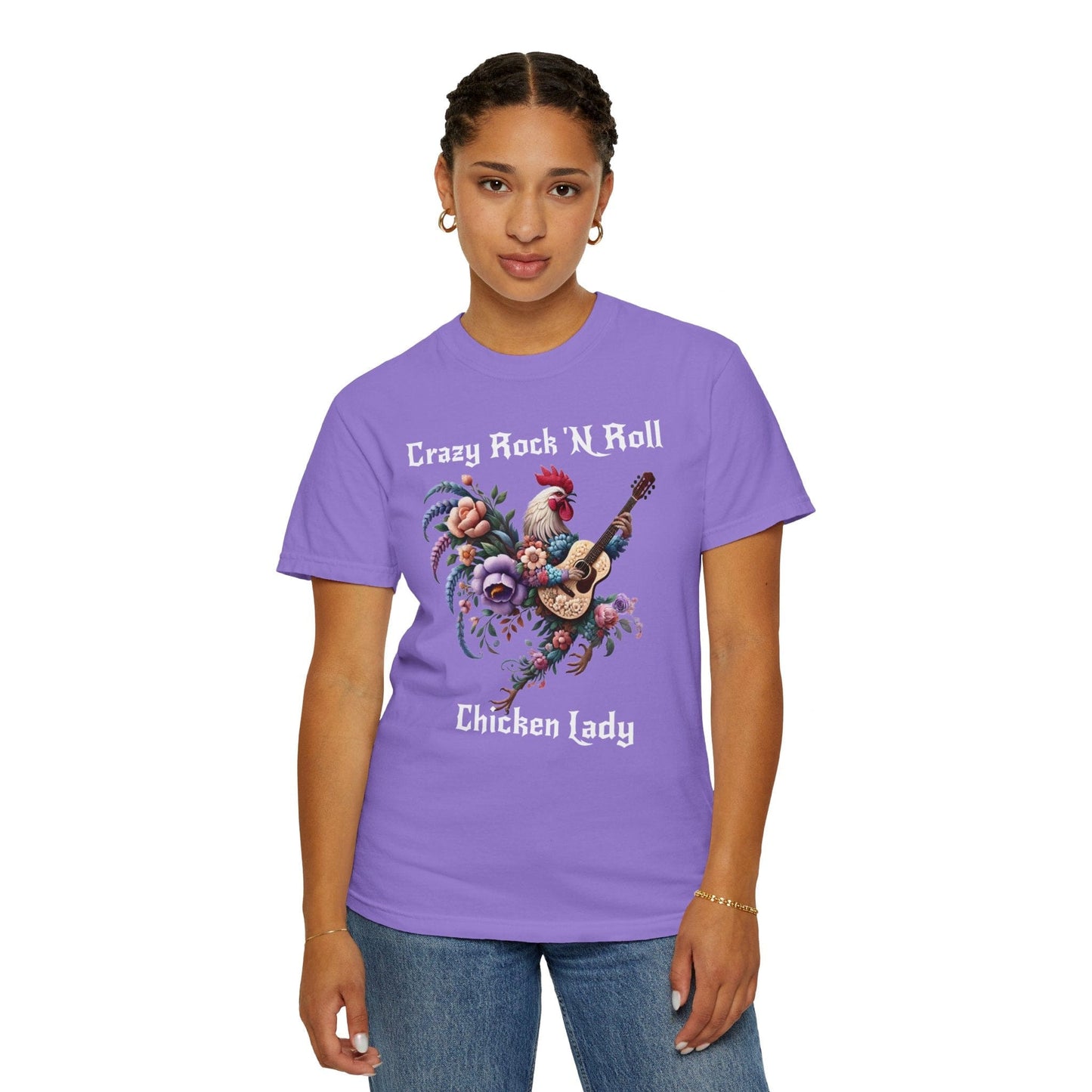 Crazy Rock 'N Roll Chicken Lady Dark T-shirt