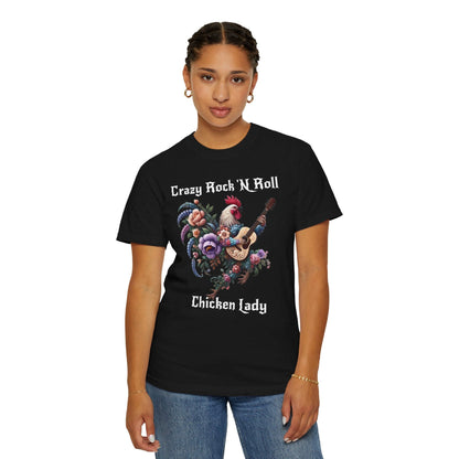 Crazy Rock 'N Roll Chicken Lady Dark T-shirt