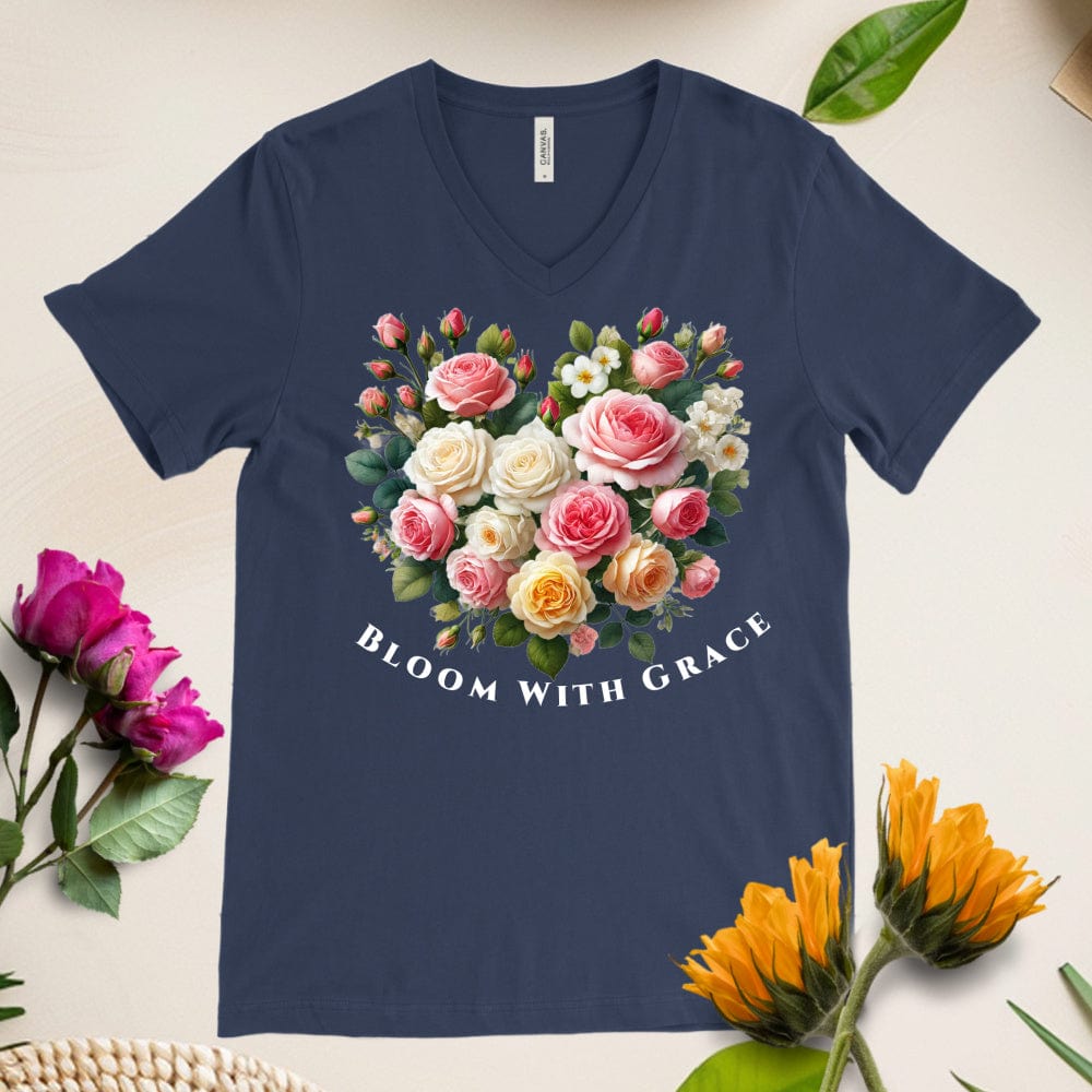 Bloom With Grace V-Neck T-Shirt