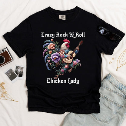 Crazy Rock 'N Roll Chicken Lady Dark T-shirt