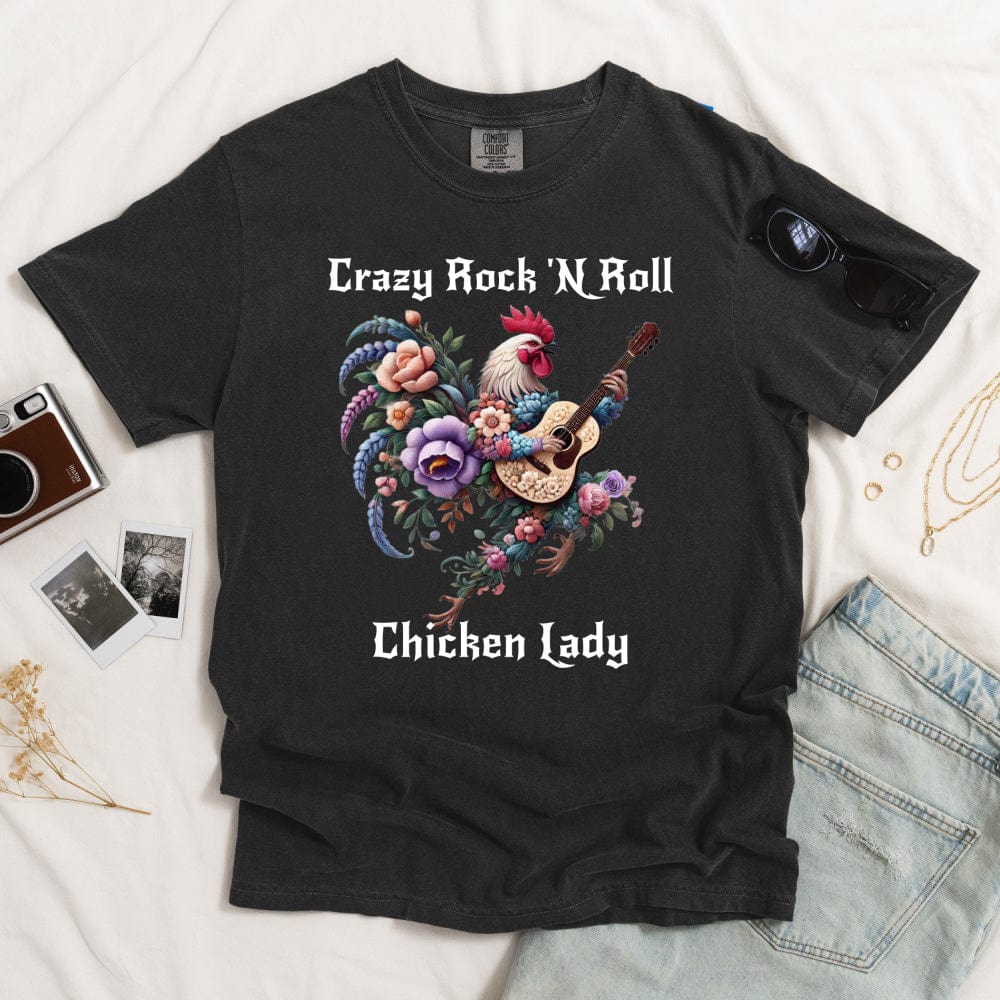 Crazy Rock 'N Roll Chicken Lady Dark T-shirt