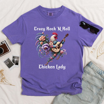 Crazy Rock 'N Roll Chicken Lady Dark T-shirt