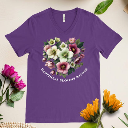 Happiness Blooms Within V-Neck T-Shirt