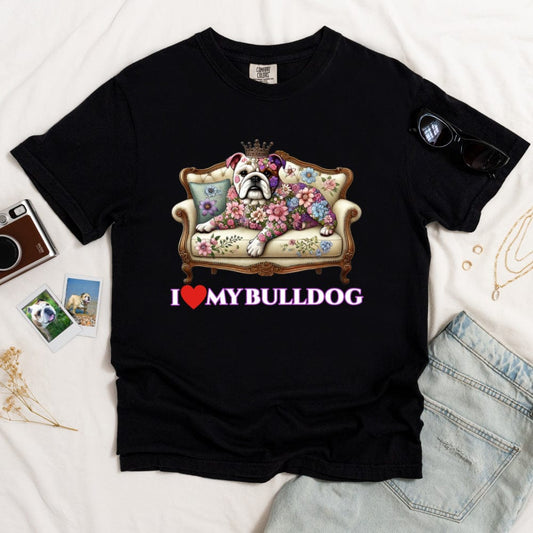 I Love My Bulldog Dark T-shirt