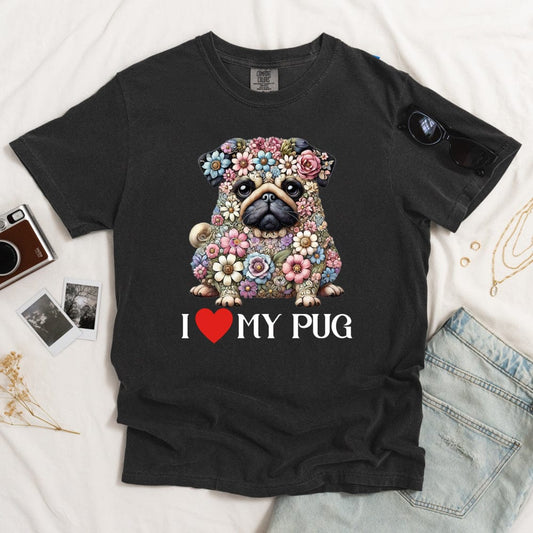 I Love My Pug Dark T-shirt