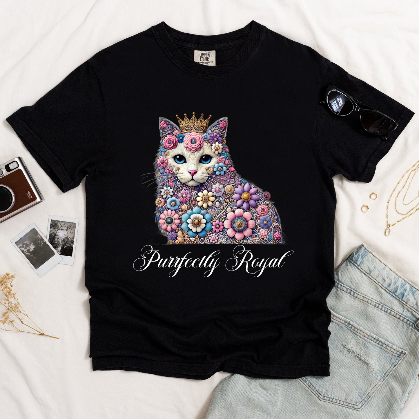 Purrfectly Royal Cat Dark T-shirt