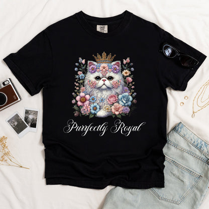 Purrfectly Royal Persian Cat Dark T-shirt