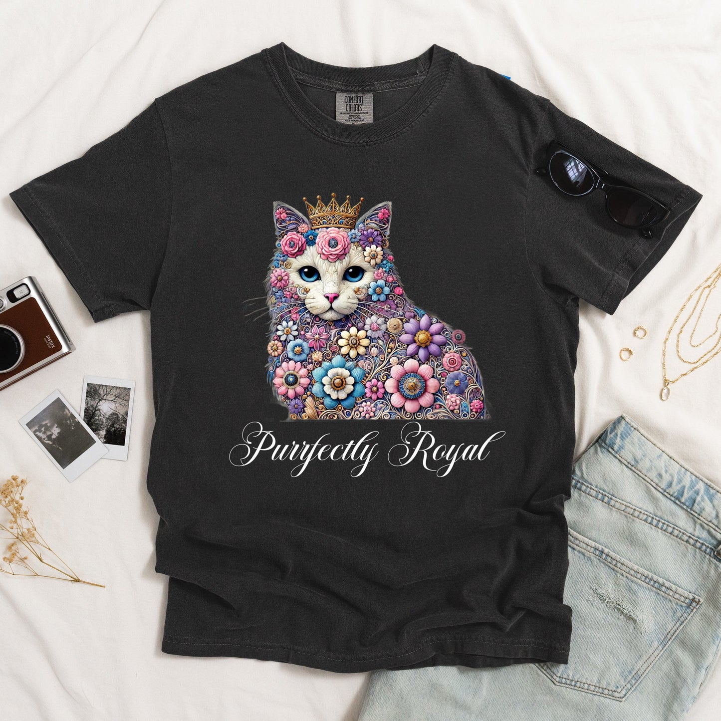 Purrfectly Royal Cat Dark T-shirt