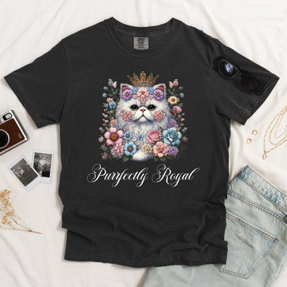 Purrfectly Royal Persian Cat Dark T-shirt