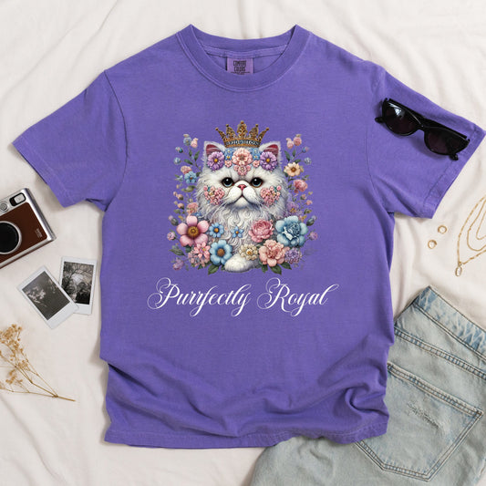 Purrfectly Royal Persian Cat Dark T-shirt