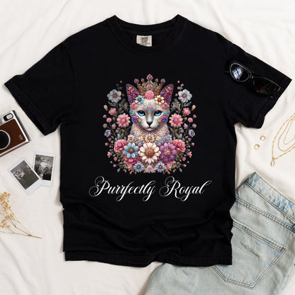 Purrfectly Royal Siamese Cat Dark T-shirt