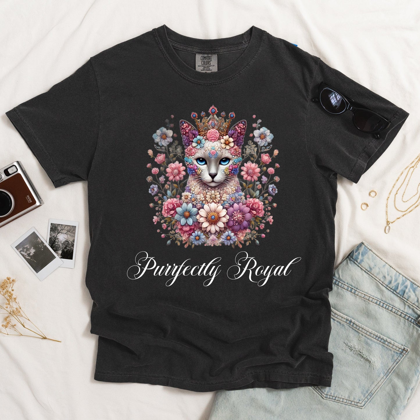 Purrfectly Royal Siamese Cat Dark T-shirt