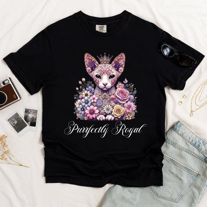 Purrfectly Royal Sphynx Cat Dark T-shirt