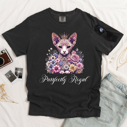 Purrfectly Royal Sphynx Cat Dark T-shirt